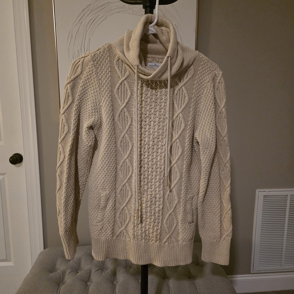 L.L. Bean Women's Cream Cowl Neck Sweater